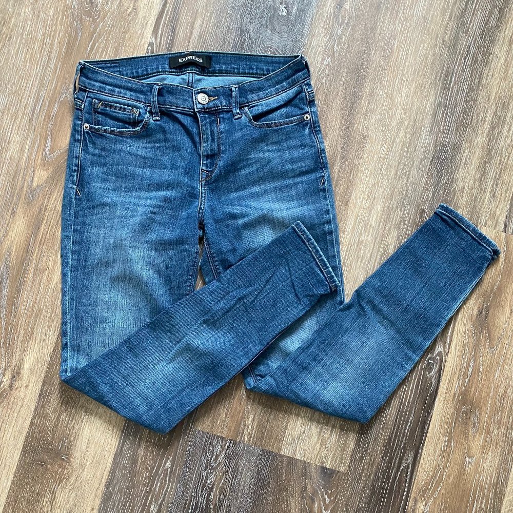 Express Leggings Womens 4R Stretch Repreve Mid Rise Blue Denim Jeans